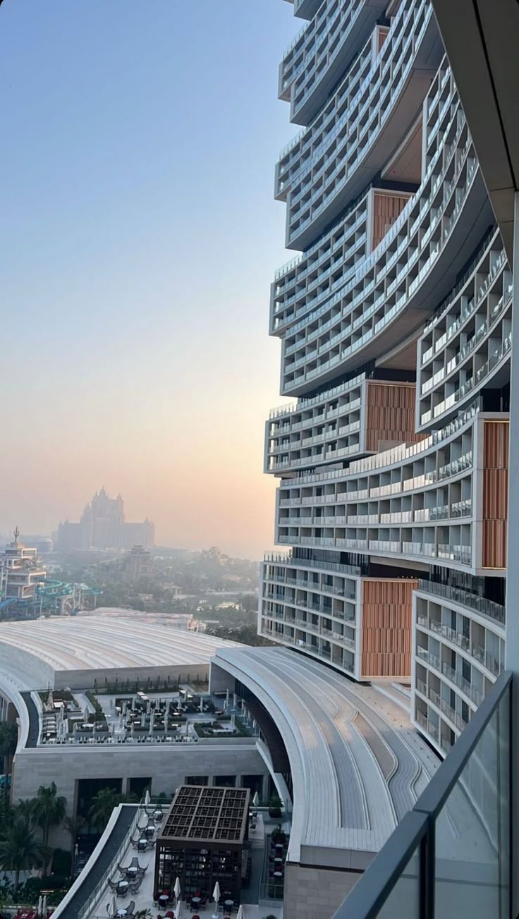 Sunset light on a sculptural Dubai tower