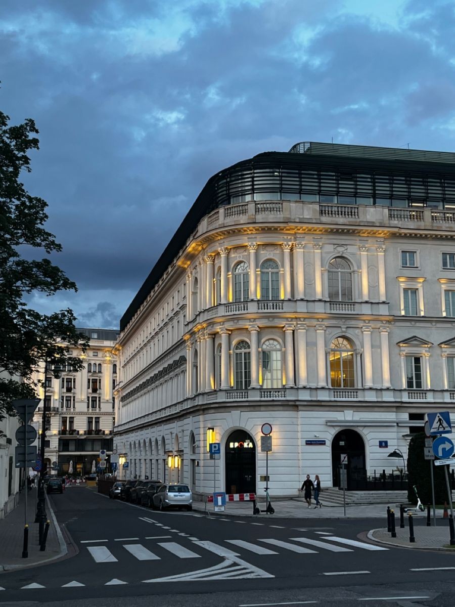 Classical façades and restored urban blocks continue to support the prestige of Warsaw's central districts.