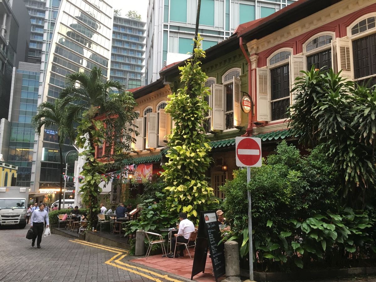 Shophouses and glass towers sit side by side: a visual summary of Singapore's controlled collision between heritage, density and finance.