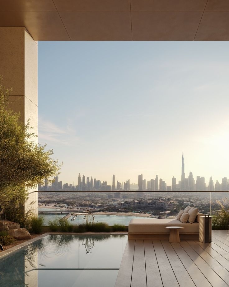 Warm-toned Dubai residential architecture in desert light